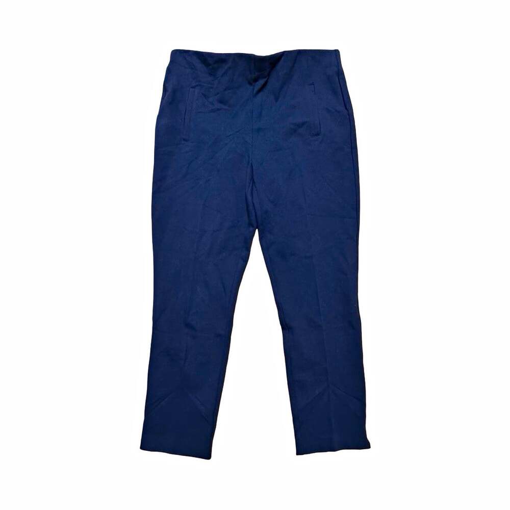 Chico's Women Blue Solid Knit Pants Rayon Nylon Spandex Regular